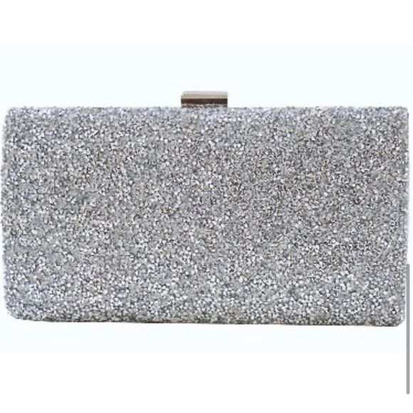Silver Rhinestone Evening Clutch Bag with short and long strap - Picture 6 of 11